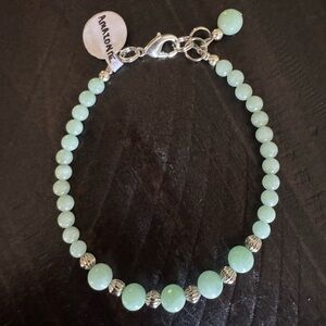 Amazonite Green Beaded Bracelet with Silver Accents